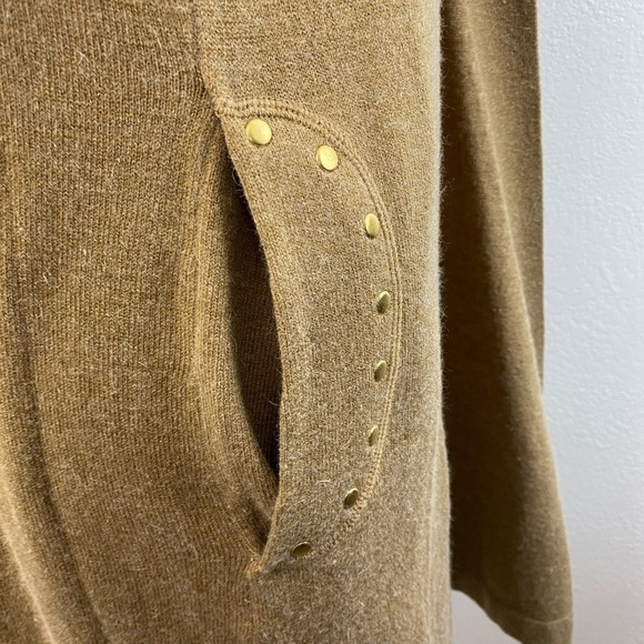 Soft Surroundings Angora Open Front Elbow Patch Cardigan Brown Sweater Small - Picture 7 of 11